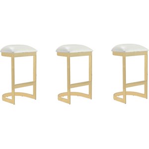 Manhattan Comfort Aura 28.54&quot Faux Leather Barstool in White (Set of 3)