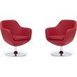 Manhattan Comfort Caisson Faux Leather Swivel Accent Chair in Red (Set of 2)