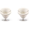 Manhattan Comfort Tulip Velvet Swivel Accent Chair in White (Set of 2)