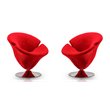 Manhattan Comfort Tulip Velvet Swivel Accent Chair in Red (Set of 2)