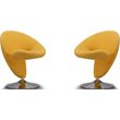 Manhattan Comfort Curl Fabric Swivel Accent Chair in Yellow (Set of 2)