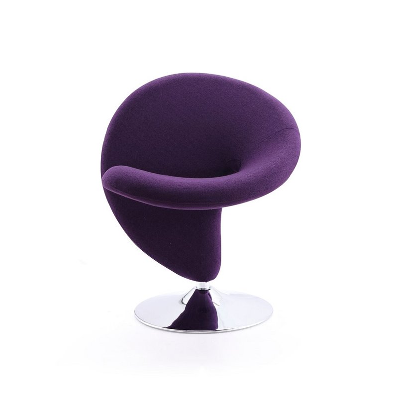 Manhattan Comfort Curl Fabric Swivel Accent Chair in Purple (Set of 2)