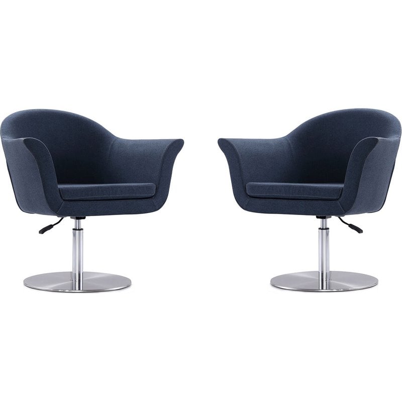 Manhattan Comfort Voyager Fabric Accent Chair in Smokey Blue (Set of 2)