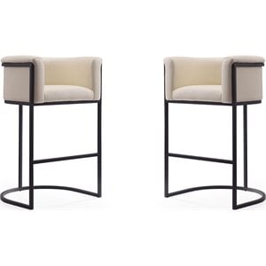 Manhattan Comfort Cosmopolitan 29.5&quot Faux Leather Barstool in Cream (Set of 2)