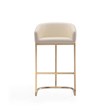 Maklaine Faux Leather Bar Stool Chair Set of 2 in Cream - Semi-circle Seat