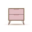 Manhattan Comfort Rockefeller 2-Drawer Wood Nightstand in Pink (Set of 2)