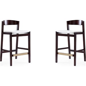 Manhattan Comfort Klismos 26.5&quot Faux Leather Counter Stool in Ivory (Set of 2)