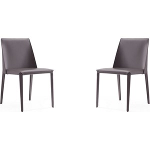 Manhattan Comfort Paris 17.32&quot Leather Dining Chair in Gray (Set of 4)