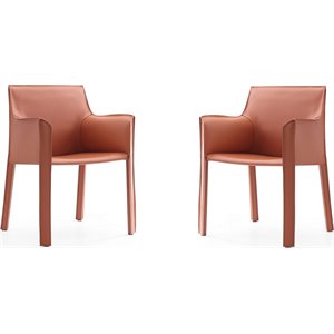 Manhattan Comfort Vogue Faux Leather Armchair in Clay Pink (Set of 2)