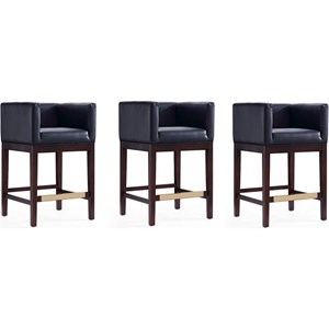Manhattan Comfort Kingsley 26&quot Faux Leather Counter Stool in Black (Set of 3)