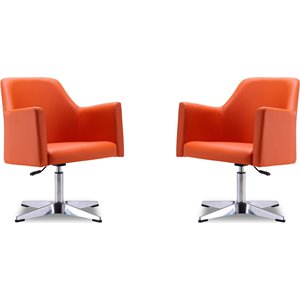 Manhattan Comfort Pelo Faux Leather Accent Chair in Orange (Set of 2)