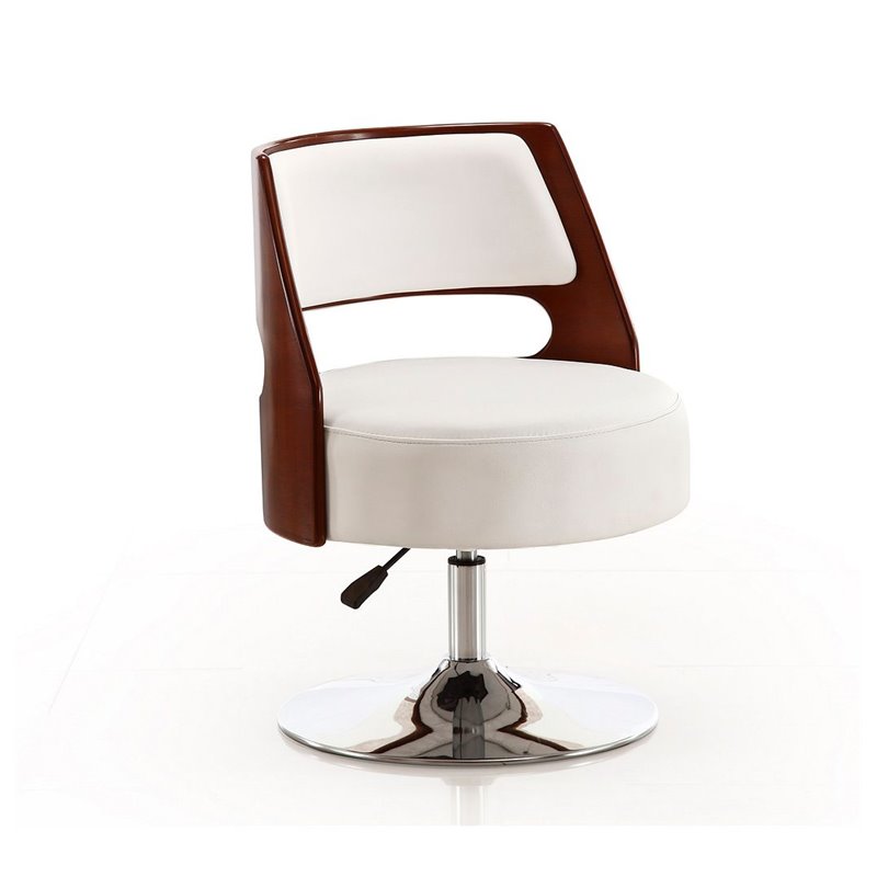 Manhattan Comfort Salon Faux Leather Accent Chair in White (Set of 2)