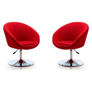 Manhattan Comfort Hopper Fabric Adjustable Height Accent Chair in Red (2 Pc)
