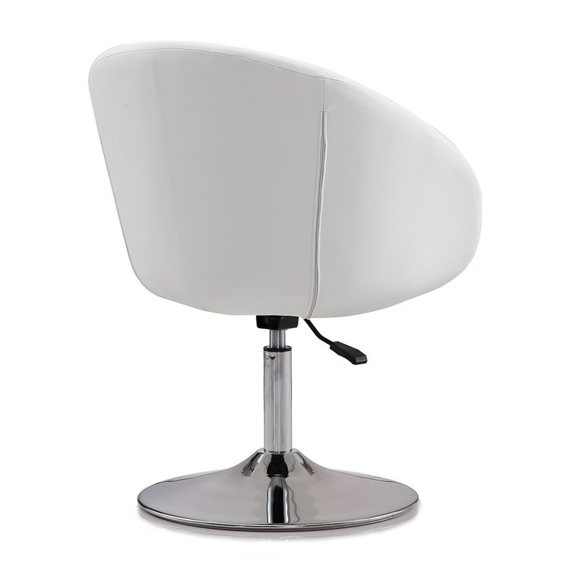 Manhattan Comfort Hopper Faux Leather Adjustable Accent Chair in White (2 Pc)