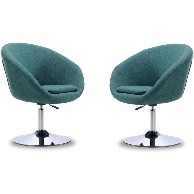 Manhattan Comfort Hopper Fabric Adjustable Height Accent Chair - Sky Blue (2 Pc)