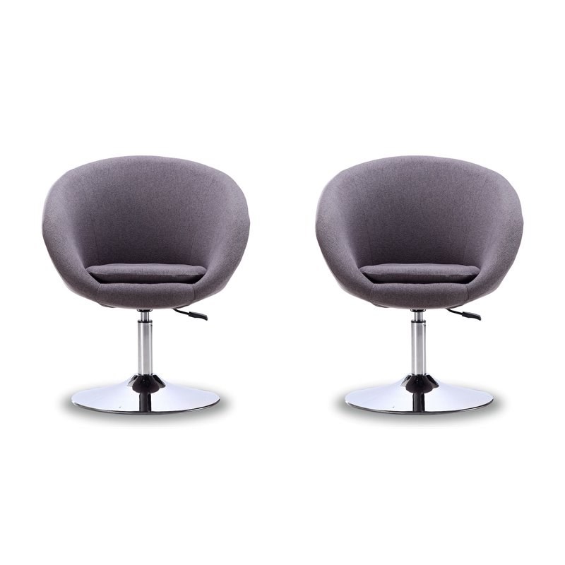 Manhattan Comfort Hopper Fabric Adjustable Height Accent Chair in Gray(2 Pc)