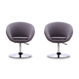 Manhattan Comfort Hopper Fabric Adjustable Height Accent Chair in Gray(2 Pc)