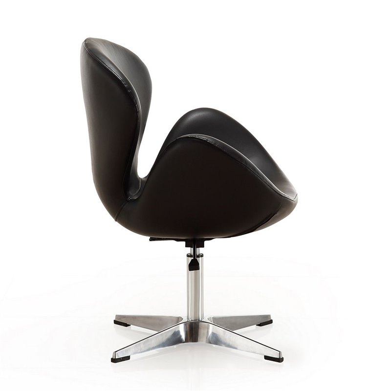 Manhattan Comfort Raspberry Faux Leather Accent Chair in Black (Set of 2)