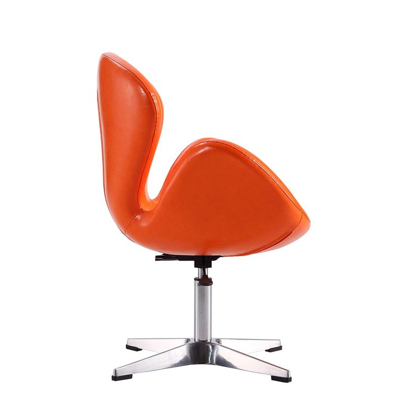 Manhattan Comfort Raspberry Faux Leather Accent Chair in Orange (Set of 2)