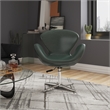 Manhattan Comfort Raspberry Faux Leather Accent Chair in Forest Green (Set of 2)