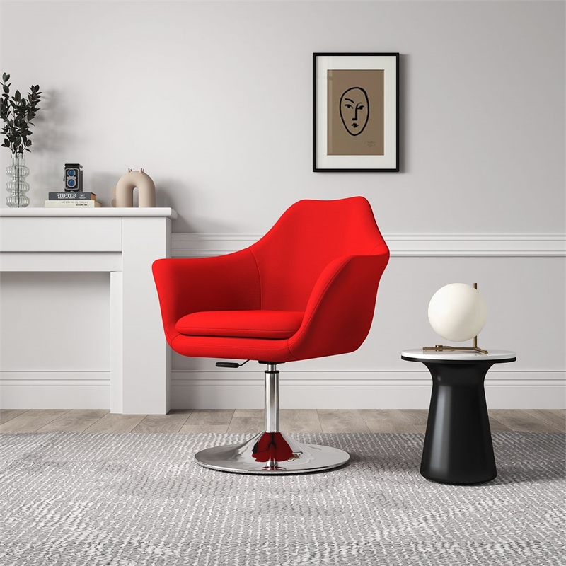 Manhattan Comfort Kinsey Fabric Adjustable Height Accent Chair in Red (Set of 2)