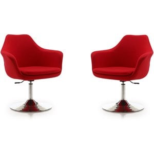 Manhattan Comfort Kinsey Fabric Adjustable Height Accent Chair in Red (Set of 2)