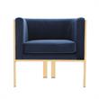 Manhattan Comfort Paramount Velvet Accent Armchair in Blue/Polished Brass