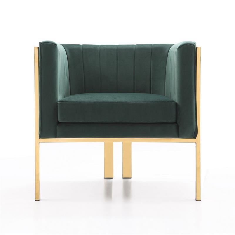 Manhattan Comfort Paramount Velvet Accent Armchair in Green/Polished Brass