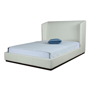 Manhattan Comfort Lenyx Faux Leather Full Size Bed Frame in Cream