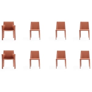 Manhattan Comfort Paris 17.32&quot Leather Dining Chair in Clay Pink (Set of 8)