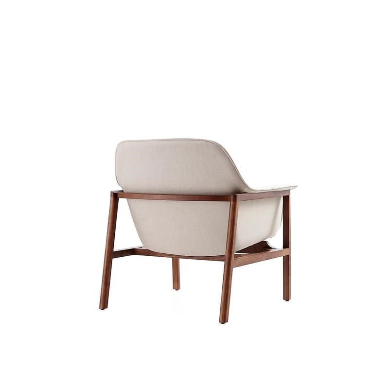 Manhattan Comfort Miller Fabric Upholstered Accent Chair in Cream/Walnut