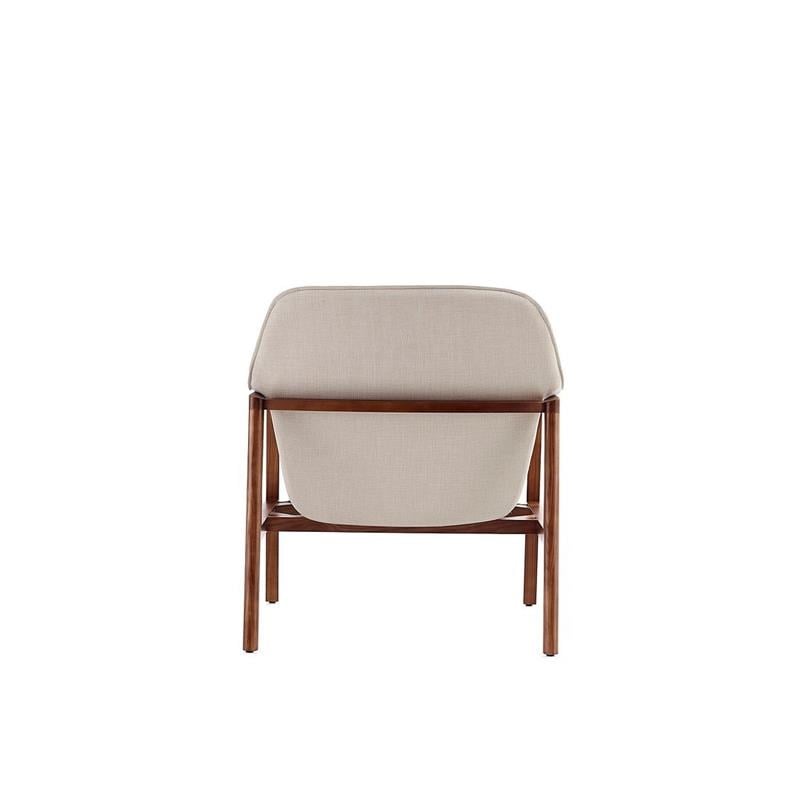 Manhattan Comfort Miller Fabric Upholstered Accent Chair in Cream/Walnut