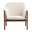 Manhattan Comfort Miller Fabric Upholstered Accent Chair in Cream/Walnut
