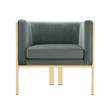 Manhattan Comfort Paramount Velvet Accent Armchair in Gray/Polished Brass