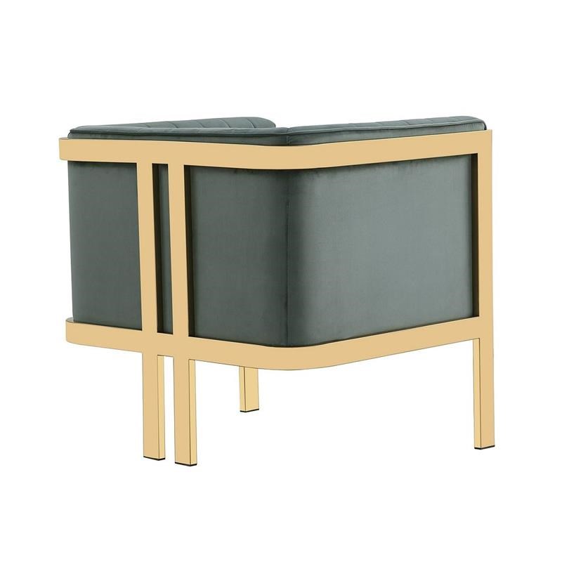 Manhattan Comfort Paramount Velvet Accent Armchair in Gray/Polished Brass