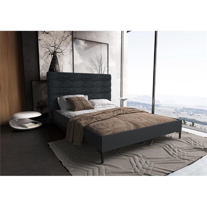 Manhattan Comfort Schwamm Fabric Upholstered Full Size Bed Frame in Gray