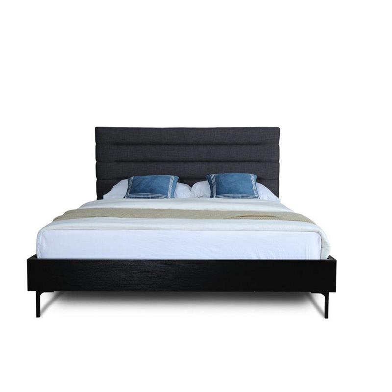 Manhattan Comfort Schwamm Fabric Upholstered Full Size Bed Frame in Gray