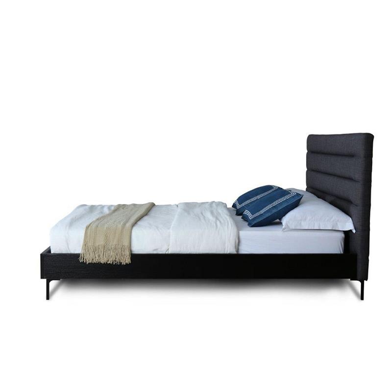 Manhattan Comfort Schwamm Fabric Upholstered Full Size Bed Frame in Gray