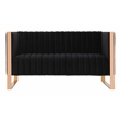 Manhattan Comfort Trillium Velvet Upholstery Loveseat in Black