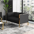 Manhattan Comfort Trillium Velvet Upholstery Loveseat in Black