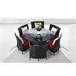 Manhattan Comfort Nightingdale 7-Piece Rattan/Fabric Outdoor Dining Set in Red