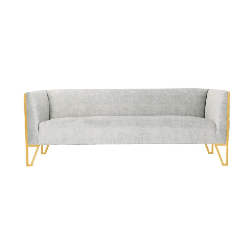 Manhattan Comfort Vector 3-Seat Velvet Upholstered Sofa in Gray
