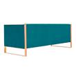 Manhattan Comfort Vector 3-Seat Velvet Upholstered Sofa in Aqua Blue
