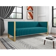Manhattan Comfort Vector 3-Seat Velvet Upholstered Sofa in Aqua Blue