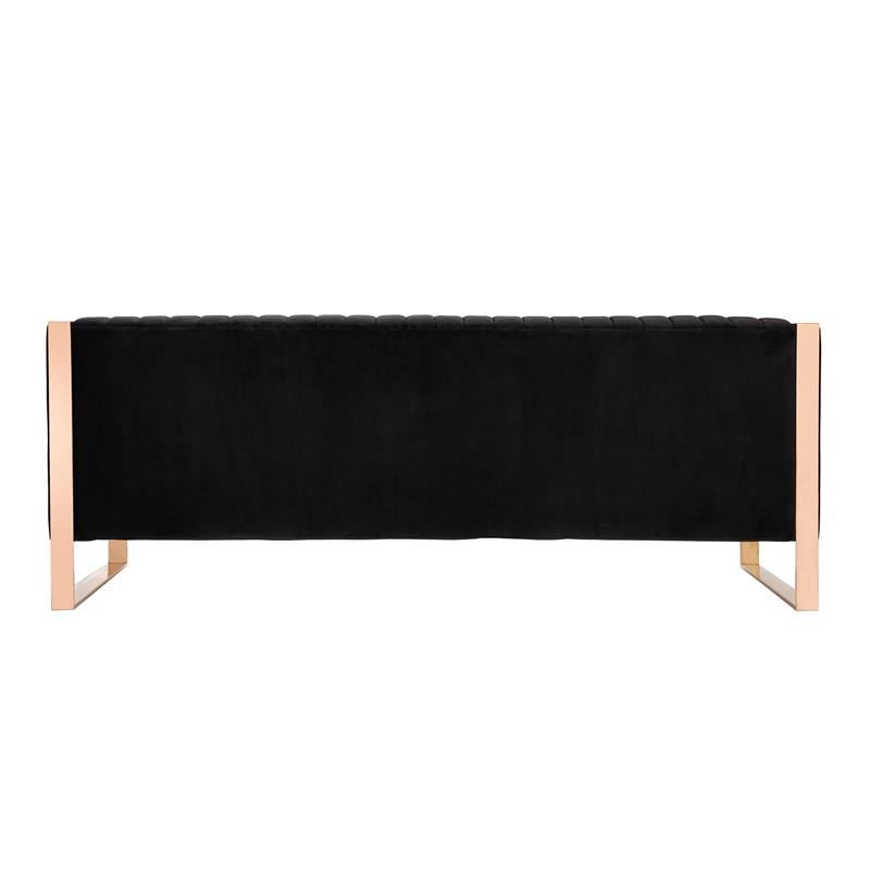 Manhattan Comfort Vector 3-Seat Velvet Upholstered Sofa in Black