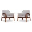 Manhattan Comfort Miller Fabric Accent Chair in Gray/Walnut (Set of 2)