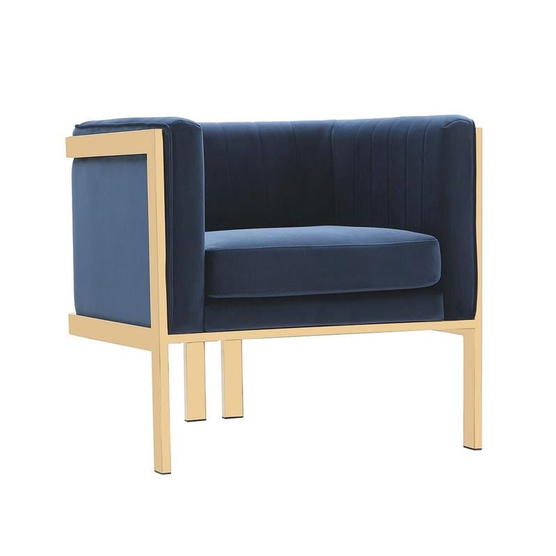 Manhattan Comfort Paramount Velvet Accent Armchair in Blue (Set of 2)