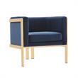 Manhattan Comfort Paramount Velvet Accent Armchair in Blue (Set of 2)