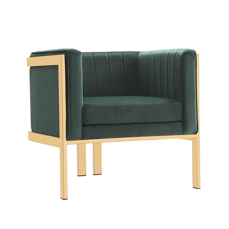 Manhattan Comfort Paramount Velvet Accent Armchair in Green (Set of 2)
