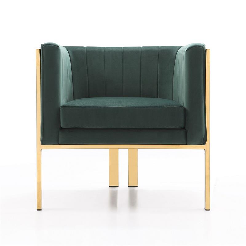 Manhattan Comfort Paramount Velvet Accent Armchair in Green (Set of 2)